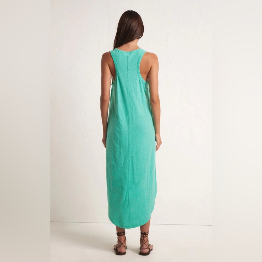 Z Supply NWT Easy Going Cotton Slub Midi Dress Cabana Green Size Large - Picture 2 of 11